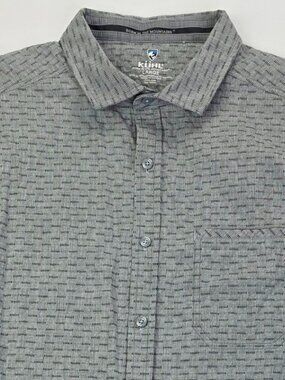 Kuhl Spread Collar Short Sleeve Logo Mens Gray Black Pattern Size Large Shirt